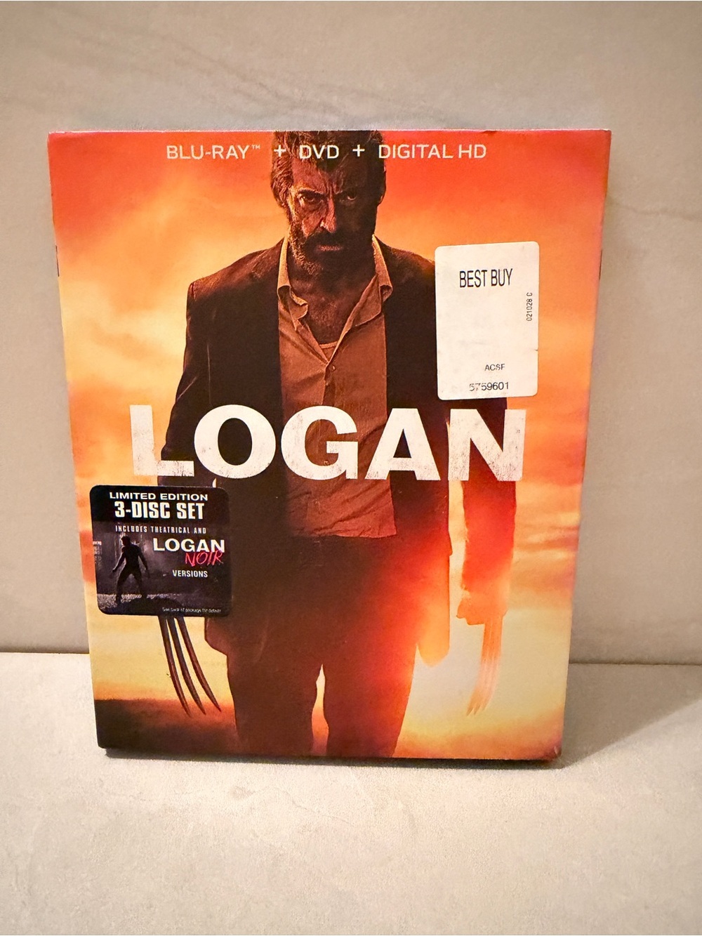 Logan Blu-ray (2017, 3-Disc Set, Blu-ray, DVD) W/slipcover